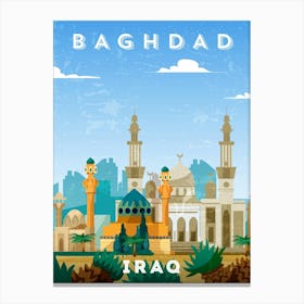 Baghdad, Iraq — Retro travel minimalist poster Canvas Print