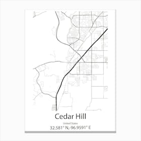 Cedar Hill,United States Minimalist Map 1 Canvas Print