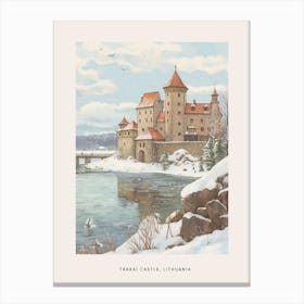 Vintage Winter Poster Trakai Castle Lithuania 1 Canvas Print