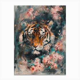 Tiger In Bloom 2 Canvas Print