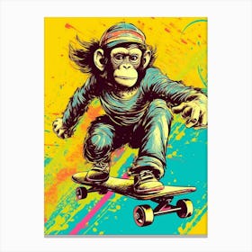 Monkey Skateboarding Canvas Print