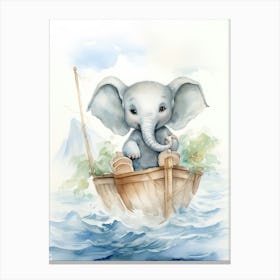Elephant Painting Sailing Watercolour 3 Canvas Print