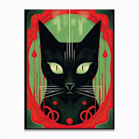 The Devil, Black Cat Tarot Card 0 Canvas Print