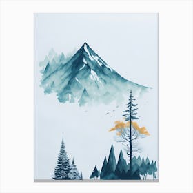 Mountain And Forest In Minimalist Watercolor Vertical Composition 322 Canvas Print