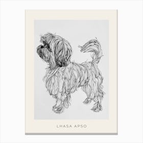 Lhasa Apso Dog Line Sketch 3 Poster Canvas Print