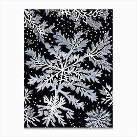 Fernlike Stellar Dendrites, Snowflakes, Linocut 1 Canvas Print