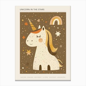 Unicorn & Stars Muted Pastels 1 Poster Canvas Print