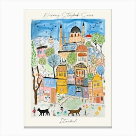 Poster Of Istanbul, Dreamy Storybook Illustration 1 Canvas Print