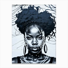 Graffiti Mural Of Beautiful Black Woman 29 Canvas Print