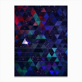 Abstract Geometric Triangle Cosmic Space Pattern in Blue n.0004 Canvas Print