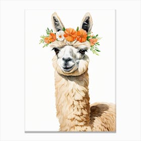 Baby Alpaca Wall Art Print With Floral Crown And Bowties Bedroom Decor (18) Canvas Print