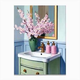 Cherry Blossom Bathroom Vanity Canvas Print