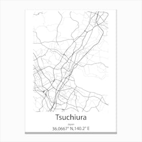 Tsuchiura,Japan Minimalist Map Lienzo