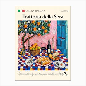 Trattoria Della Sera Trattoria Italian Poster Food Kitchen Canvas Print