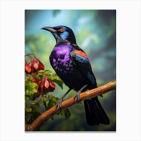 Feathers of Majesty: Purple-Throated Fruitcrow Art Canvas Print