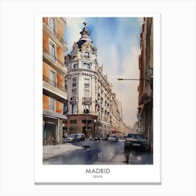 Madrid 2 Watercolour Travel Poster Canvas Print