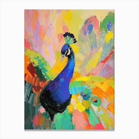 Colourful Brushstroke Peacock 1 Canvas Print