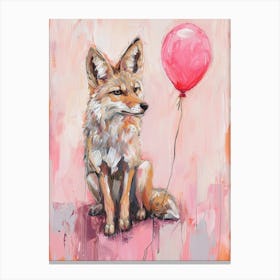Cute Coyote 2 With Balloon Canvas Print