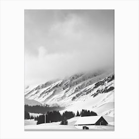 Treble Cone, New Zealand Black And White Skiing Poster Canvas Print