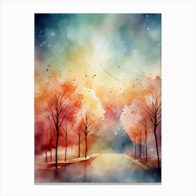 Watercolor Of Autumn Trees 4 Canvas Print