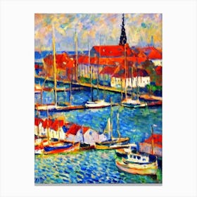 Port Of Copenhagen Denmark Brushwork Painting 1 harbour Canvas Print