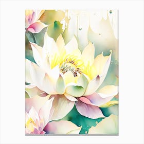 Lotus Flower Repeat Pattern Storybook Watercolour 1 Canvas Print