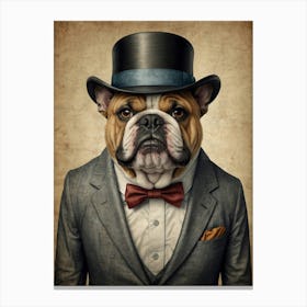 Bulldog In Top Hat 1 Canvas Print