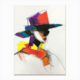 Colorful Woman Wearing Hat, Fashion Portrait Bold Strokes Canvas Print