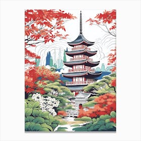 Ninna Ji Temple Japan Modern Illustration 2  Canvas Print