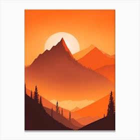 Misty Mountains Vertical Composition In Orange Tone 188 Canvas Print