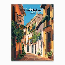 Cordoba Spain Street Digital Travel Illustration Canvas Print