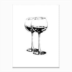 Black Wine Glasses Canvas Print