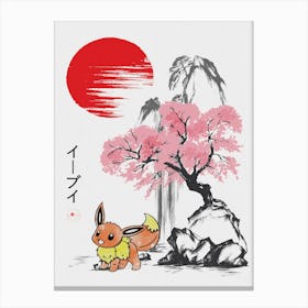 Eevee Cherry Blossom Canvas Print
