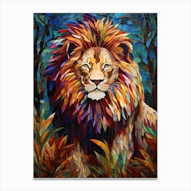 Lion Art Painting Mosaic Style 3 Canvas Print