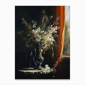 Baroque Floral Still Life Flax Flowers 3 Canvas Print