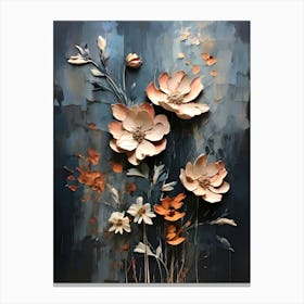 Flowers On A Blue Background 12 Canvas Print