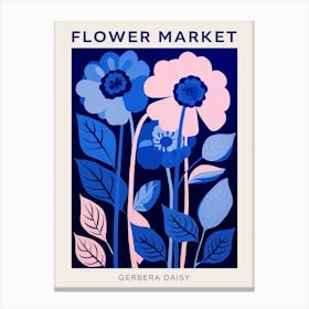 Blue Flower Market Poster Gerbera Daisy 2 Canvas Print