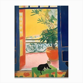 Open Window With Cat Matisse Style Tokyo Japan 2 Canvas Print