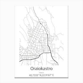 Oraiokastro,Greece Minimalist Map Canvas Print