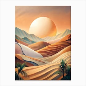 Desert Landscape With Palm Trees 4 Canvas Print