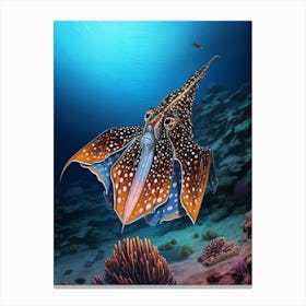 Blanket Octopus Detailed Illustration 8 Canvas Print