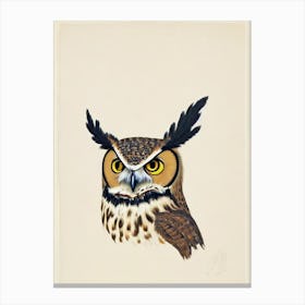Great Horned Owl Illustration Bird Canvas Print