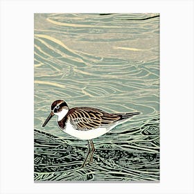 Dunlin Linocut Bird Canvas Print