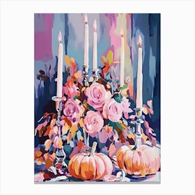 Pumpkins And Candles 3 Canvas Print