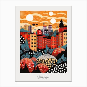 Poster Of Stockholm, Illustration In The Style Of Pop Art 1 Canvas Print