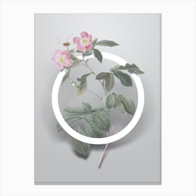 Vintage Pink Alpine Roses Minimalist Flower Geometric Circle on Soft Gray n.0290 Canvas Print