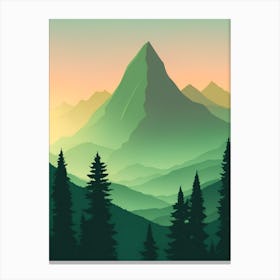 Misty Mountains Vertical Composition In Green Tone 178 Canvas Print