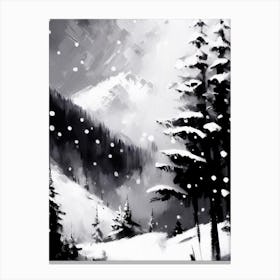 Snowflakes In The Mountains,Snowflakes Black & White 2 Canvas Print