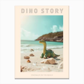 Pastel Toy Dinosaur Relaxing On The Beach Poster Canvas Print