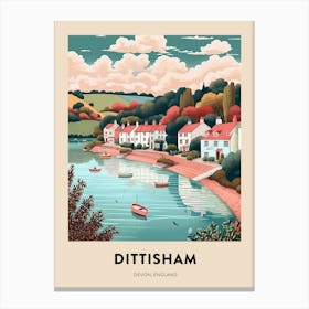 Devon Vintage Travel Poster Dittisham 3 Canvas Print